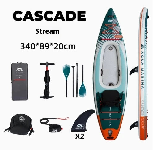 AQUA MARINA CASCADE TANDEM Kayak Boat Paddle Board 1/2 Person SUP Water Sports Stand Up Inflatable Paddle Board Dinghy Raft