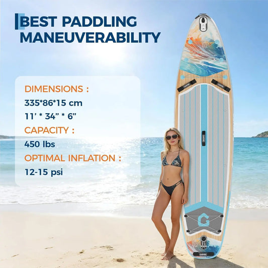 11ft Inflatable Paddle Board, Inflatable Stand Up Paddleboards with Premium SUP Accessories, 450lbs Capacity, with Camera Mount