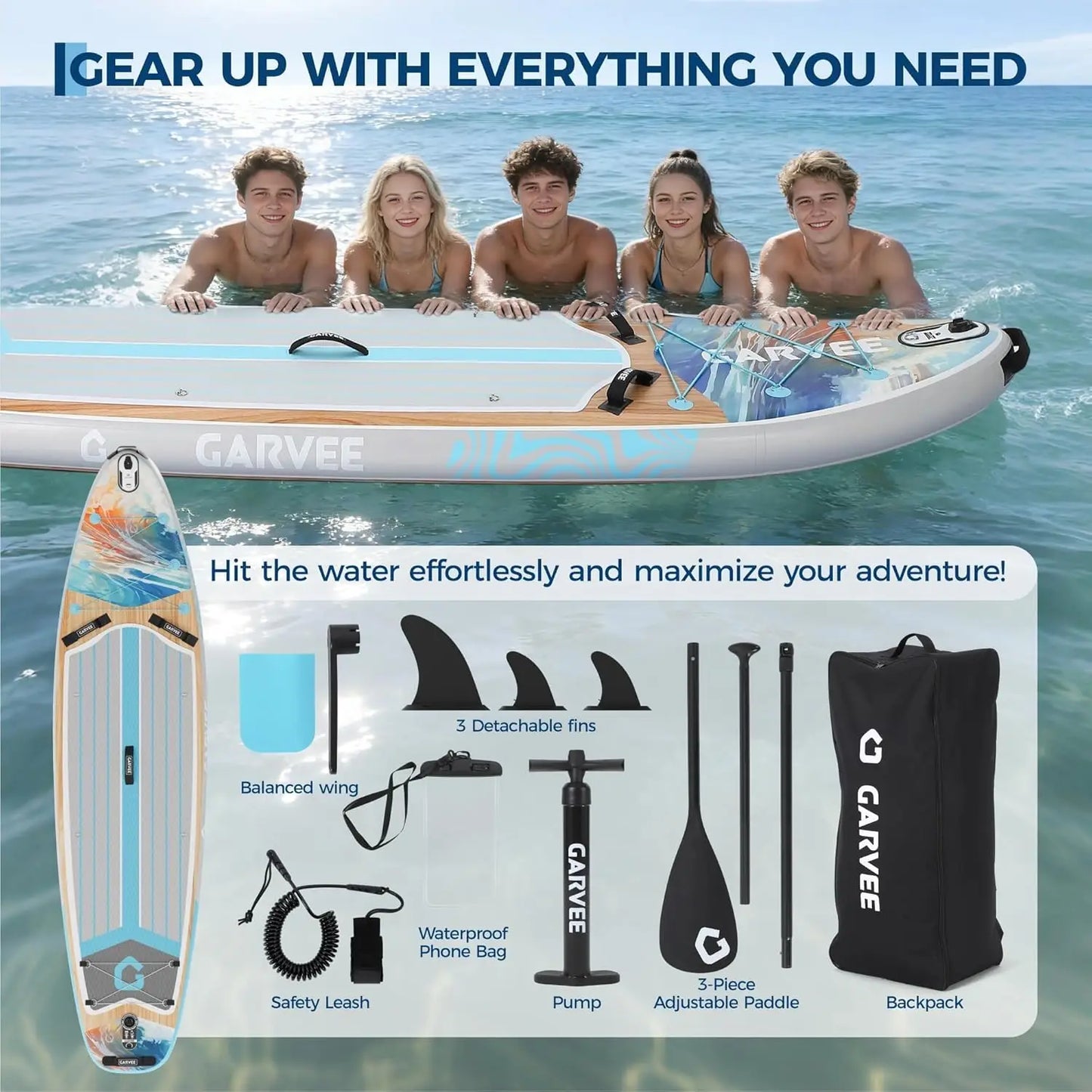 11ft Inflatable Paddle Board, Inflatable Stand Up Paddleboards with Premium SUP Accessories, 450lbs Capacity, with Camera Mount