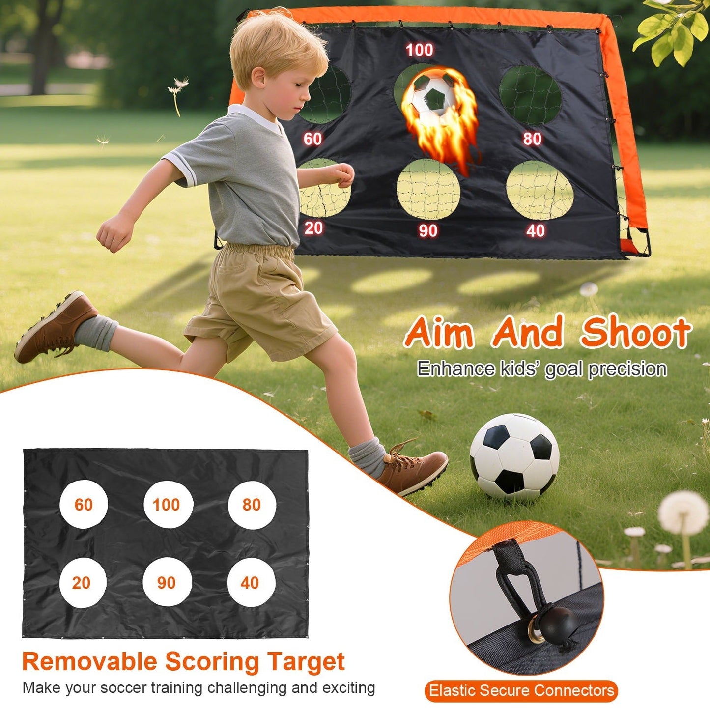 Kids Portable Soccer Goal Set with Training Accessories for Backyard