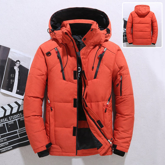 Men's Outdoor Windproof Hooded Jacket Warm Sports Coat With Pockets