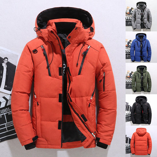 Men's Outdoor Windproof Hooded Jacket Warm Sports Coat With Pockets