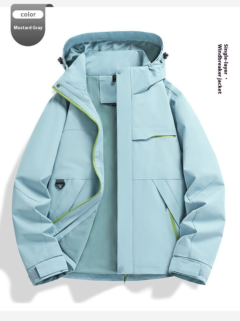 Spring Autumn Single Layer Shell Jacket Windproof Waterproof Outdoor