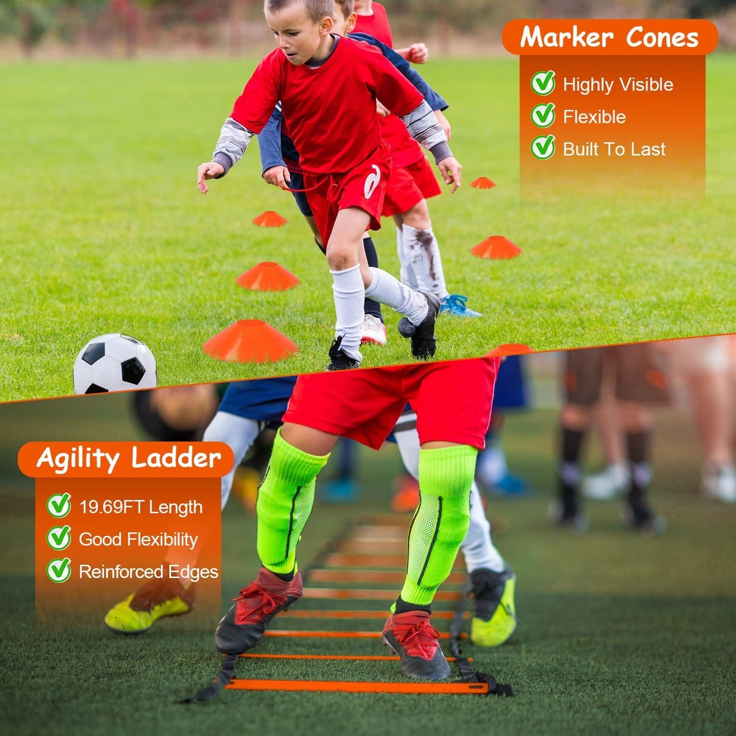 Kids Portable Soccer Goal Set with Training Accessories for Backyard