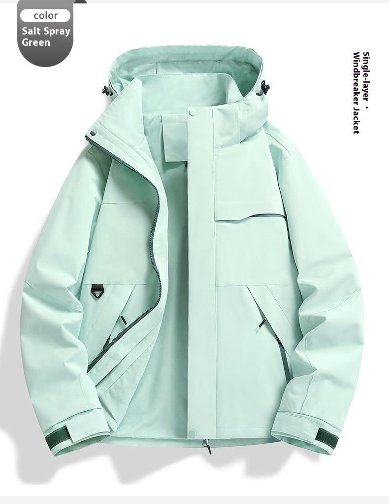 Spring Autumn Single Layer Shell Jacket Windproof Waterproof Outdoor