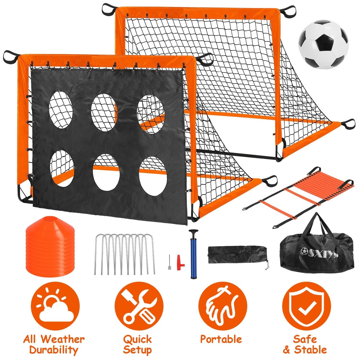 Kids Portable Soccer Goal Set with Training Accessories for Backyard