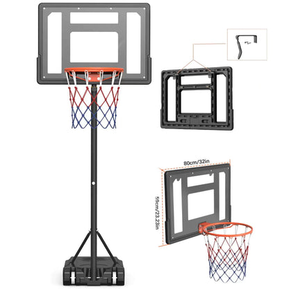 Kids Outdoor Basketball Hoop - 5-7ft Adjustable Height 32in Backboard