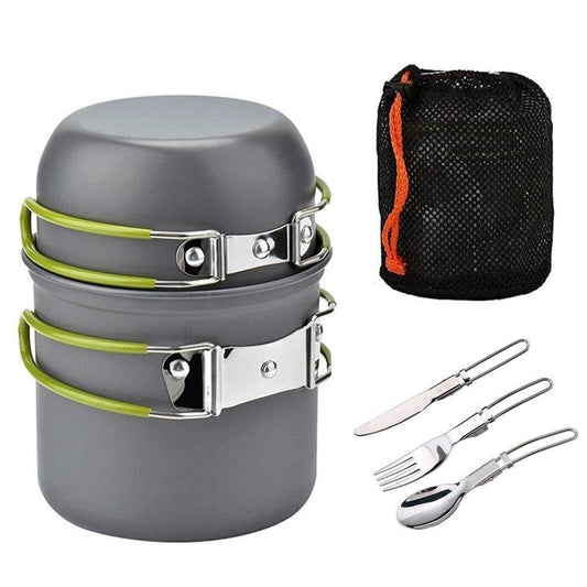 Portable Hard Anodized Aluminum Outdoor Cookware Set Three Piece