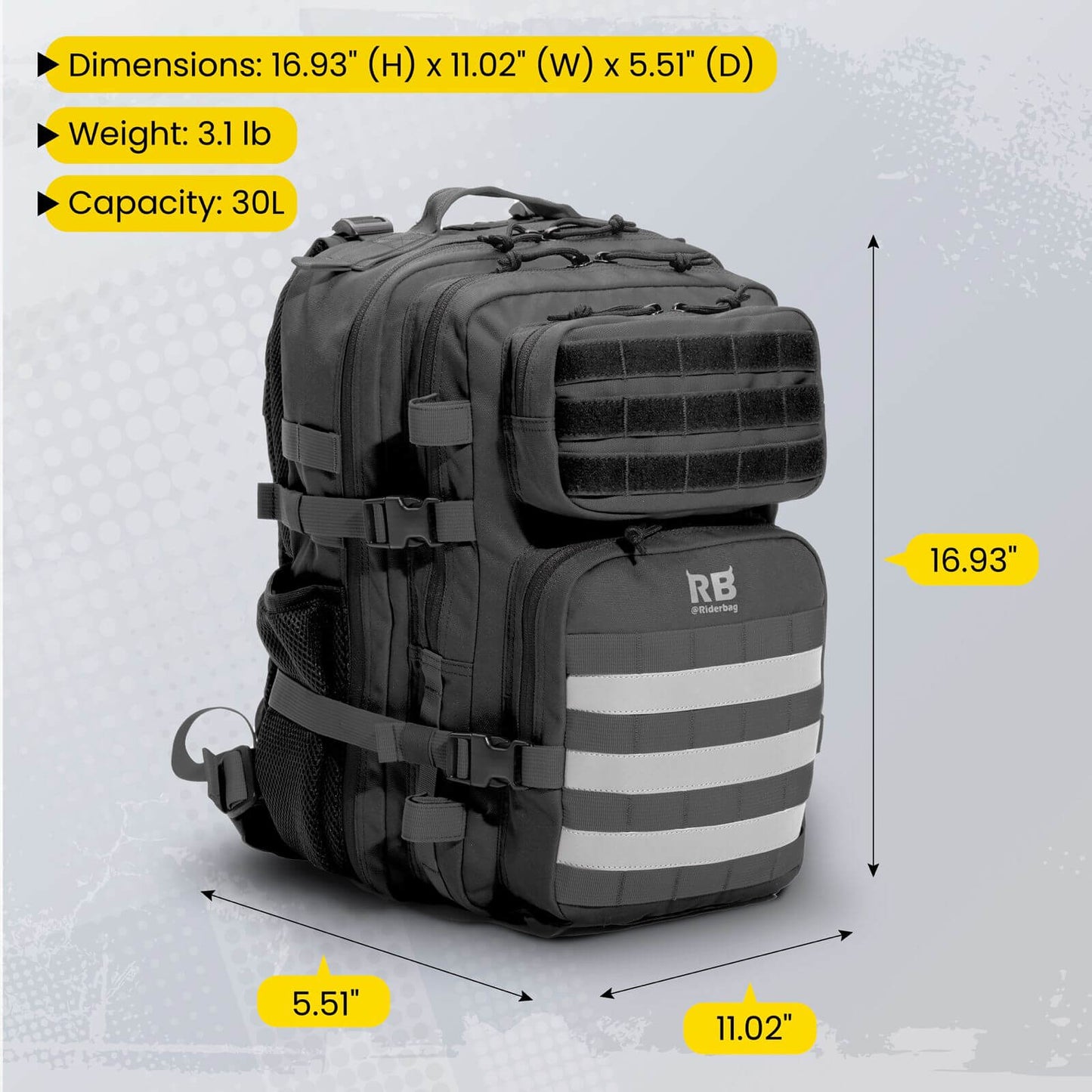 Riderbag Xtreme 30L Tactical Backpack - Black