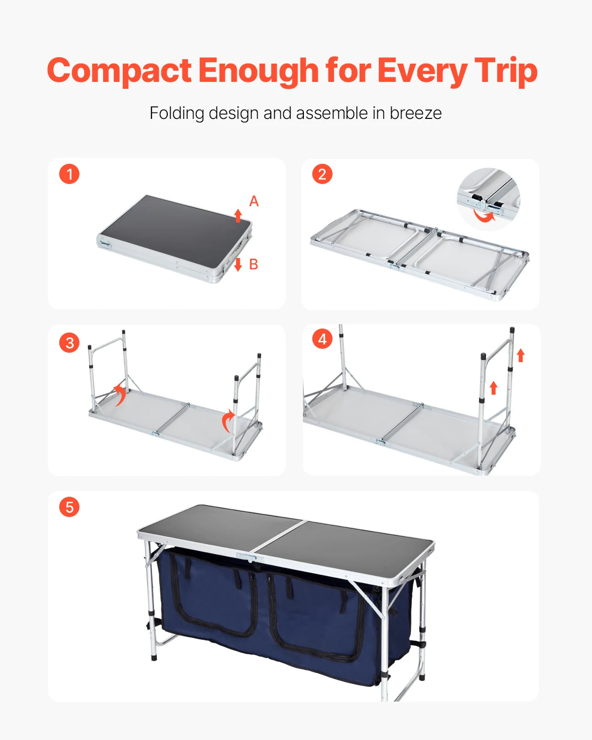  Lightweight Portable Cook Station Foldable Camp Table