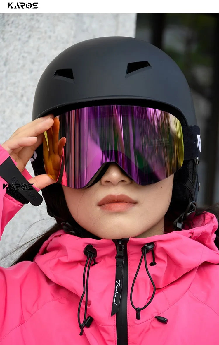 KAROS Magnetic Double Layer Anti-Fog Ski Goggles Windproof UV400 Snowboard Goggles for Winter Sports Unisex