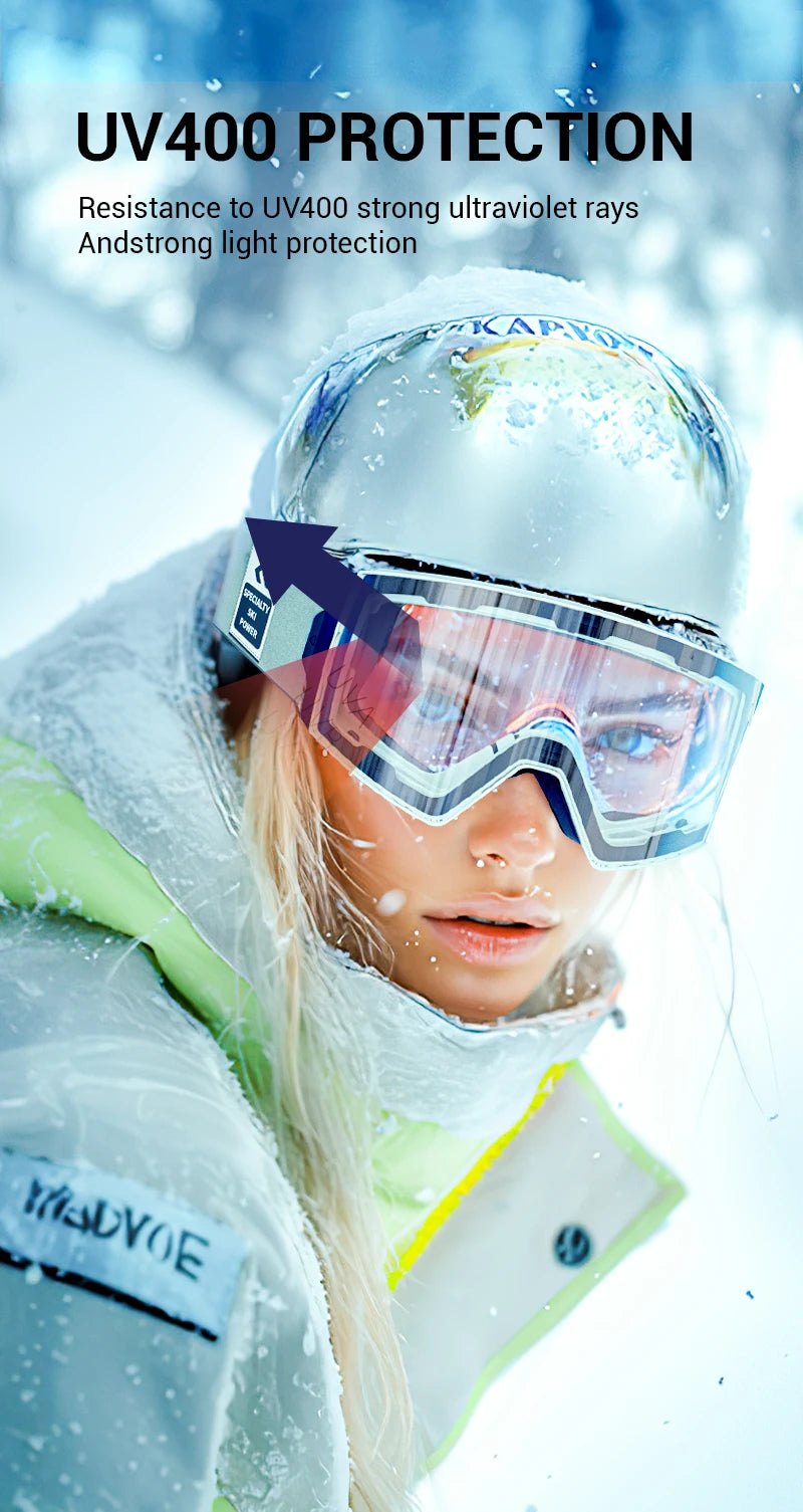 Unisex Snow Glasses UV400 Anti-fog Magnetic Snowboard Glasses