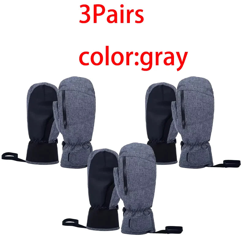 1/2/3 Pairs Ski Gloves Thermal Thick Gloves Windproof Anti-Cold Warm Touch Screen Snowboarding Winter Women Men Outdoor Mittens