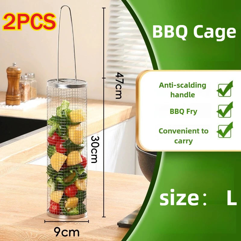 Barbecue Grill Basket Set Stainless Steel  BBQ Cage