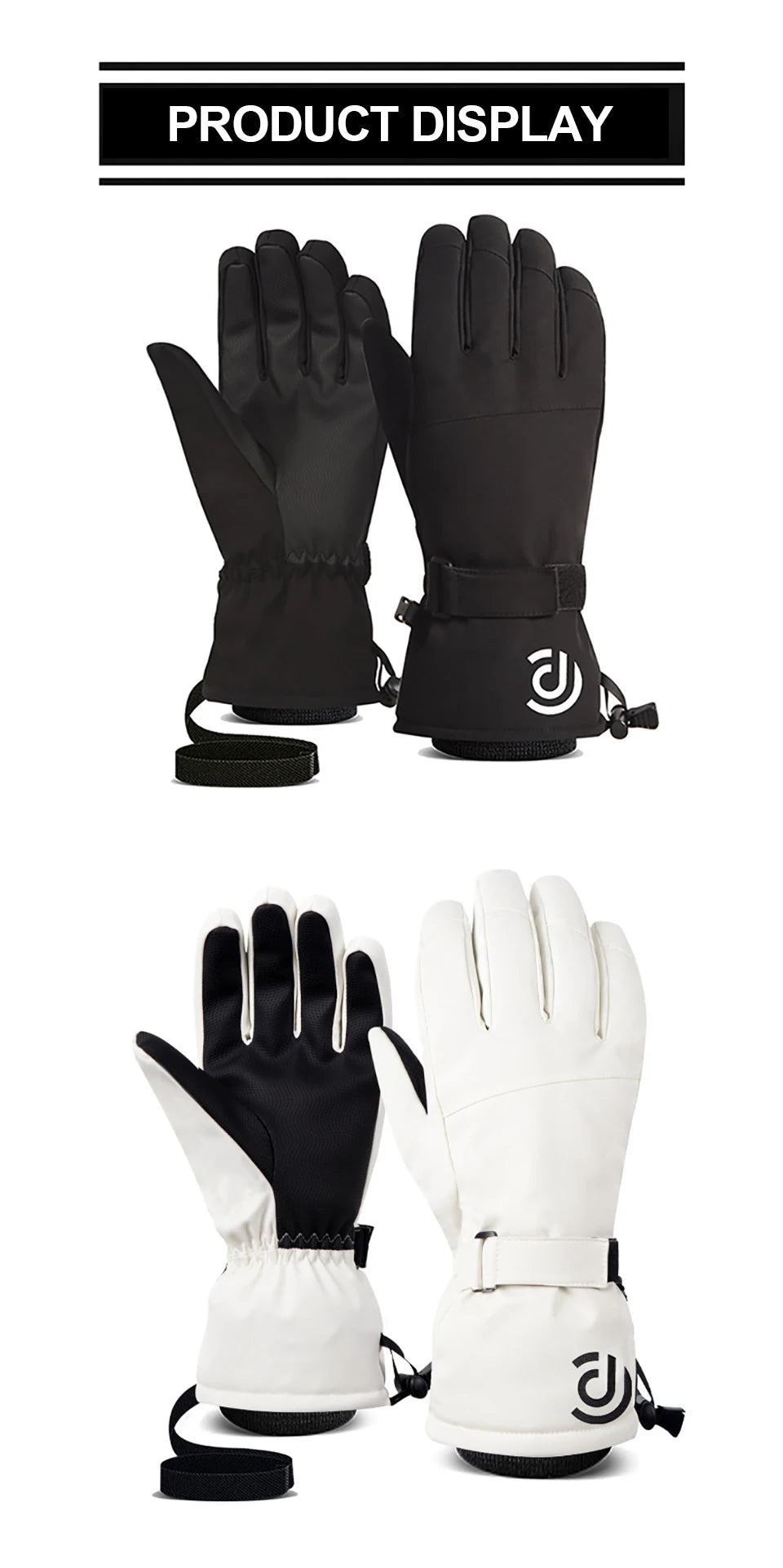 NOFOXO Waterproof Windproof Warmth Thickened Winter Ski Gloves Motorcycle Snowboard Gloves Touch Screen Fleece Warm Gloves