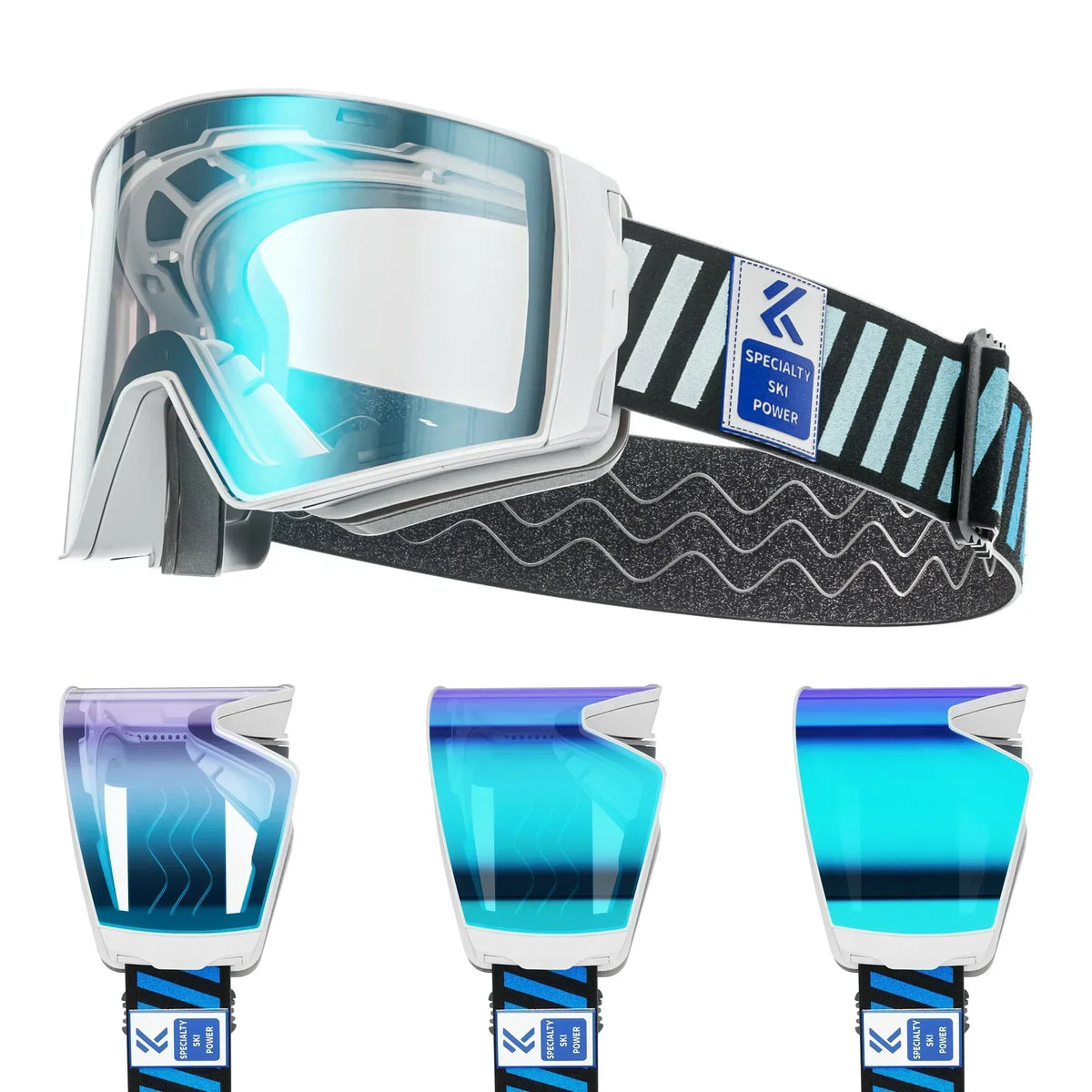 Unisex Snow Glasses UV400 Anti-fog Magnetic Snowboard Glasses