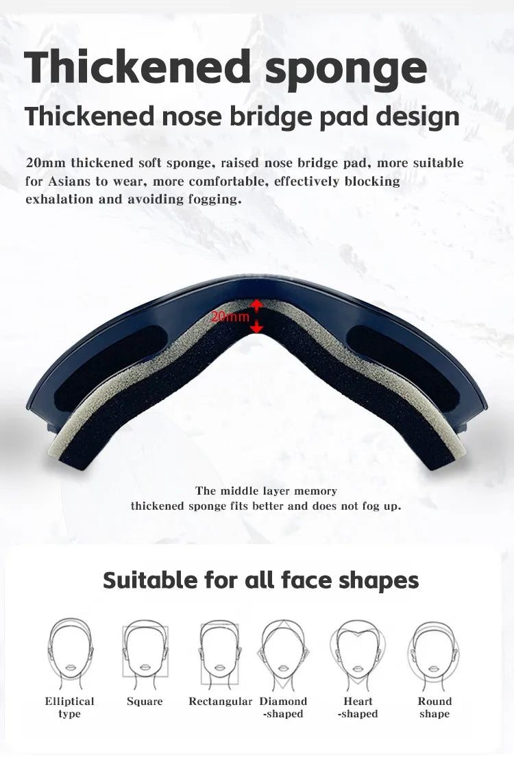 KAROS Magnetic Double Layer Anti-Fog Ski Goggles Windproof UV400 Snowboard Goggles for Winter Sports Unisex