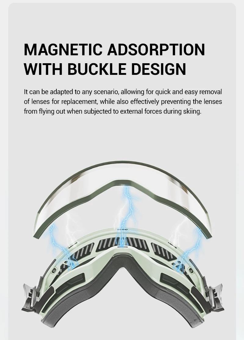 Unisex Snow Glasses UV400 Anti-fog Magnetic Snowboard Glasses