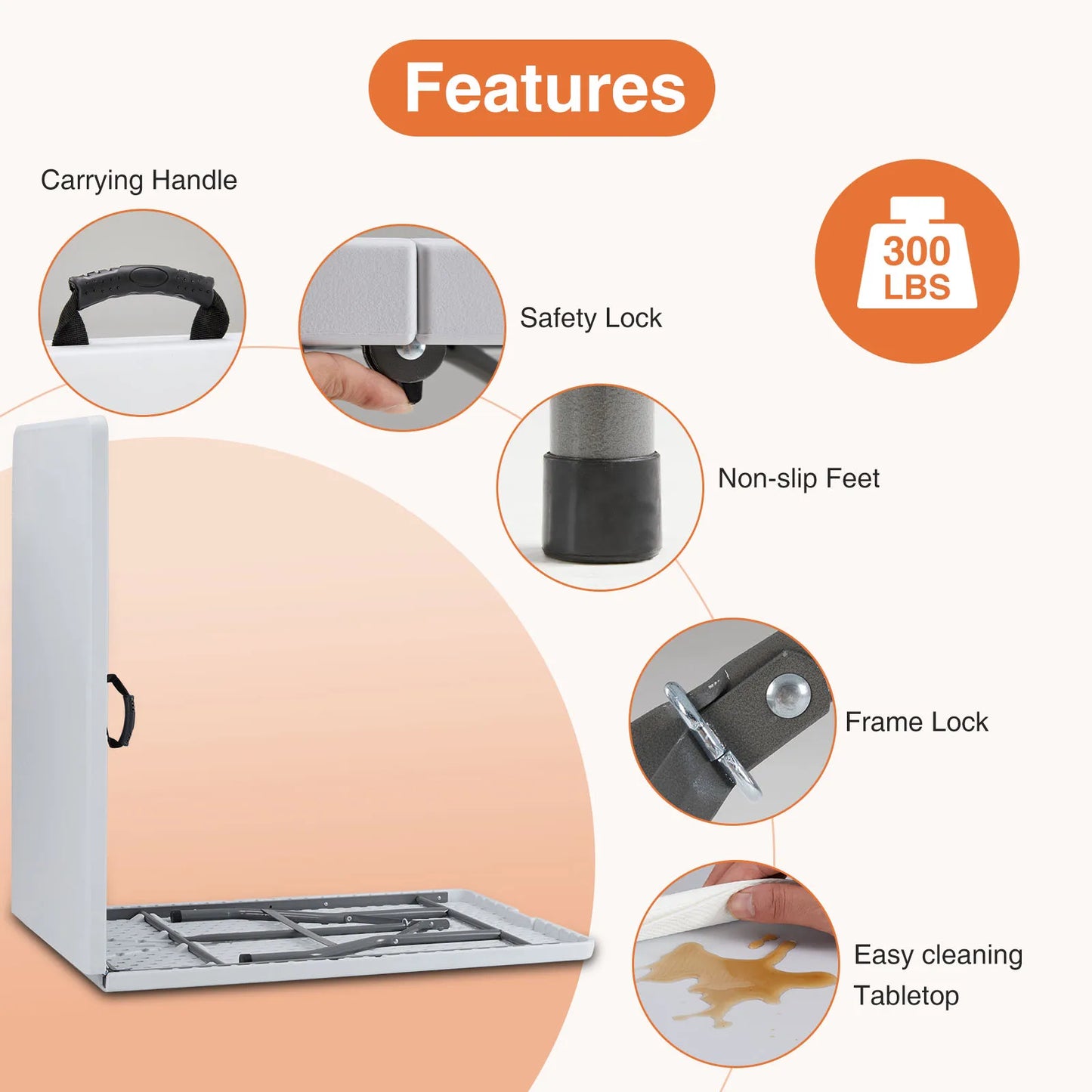 Heavy Duty Foldable Table with Carrying Handle