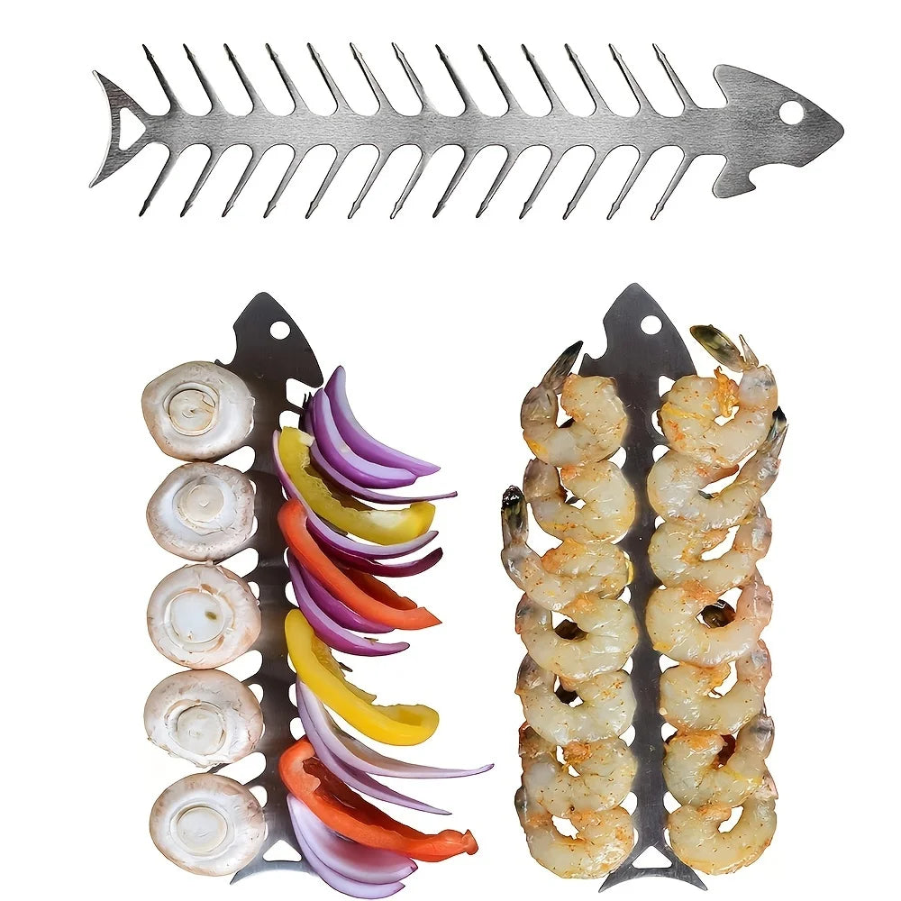 2pcs Stainless Steel Barbecue Skewers