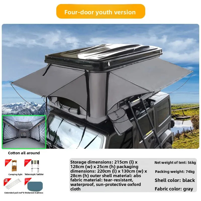 High Quality Low-Profile Hard Rooftop Tent, Quick Automatic Opening Resistant Fabric SUV Camping