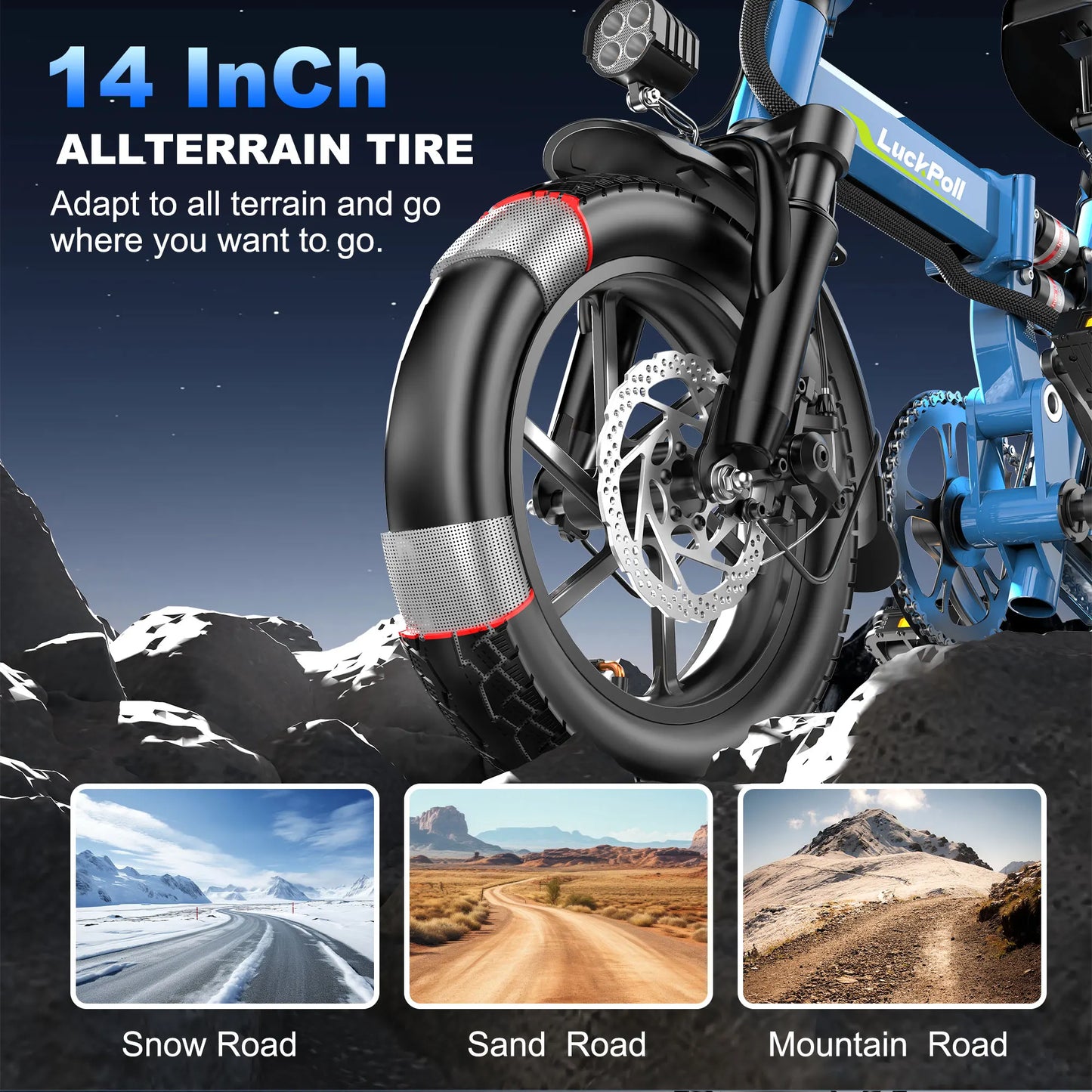 Electric Bike for Adults,750W/1500W Peak Motor,52V 25Ah/48V 15Ah Removable Battery,40/28MPH Max Speed,60-80 Miles Range,3-level pedal assist, 14 inch foldable mini ebike