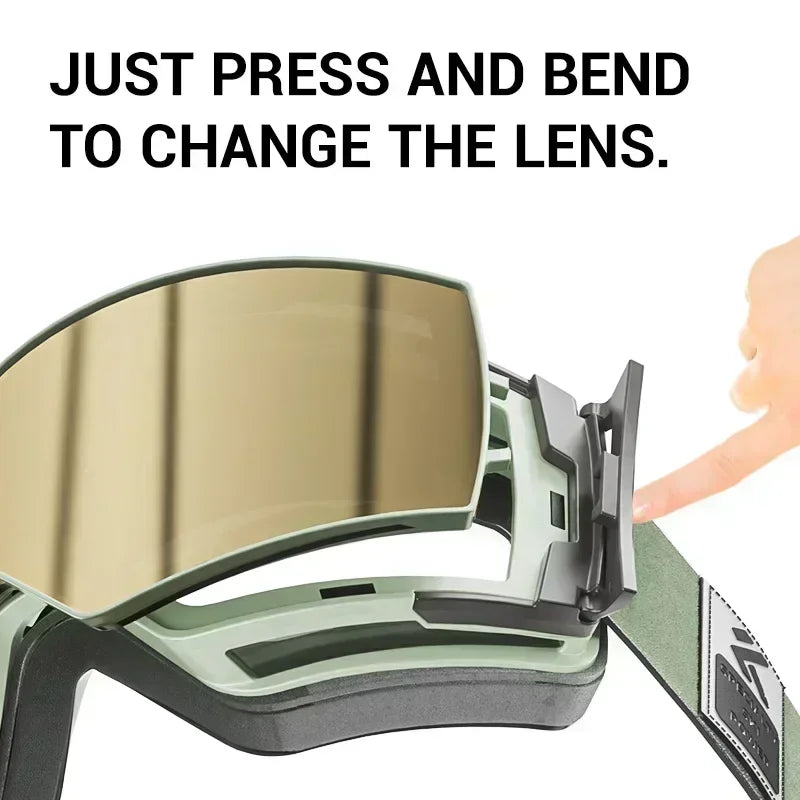 Unisex Snow Glasses UV400 Anti-fog Magnetic Snowboard Glasses