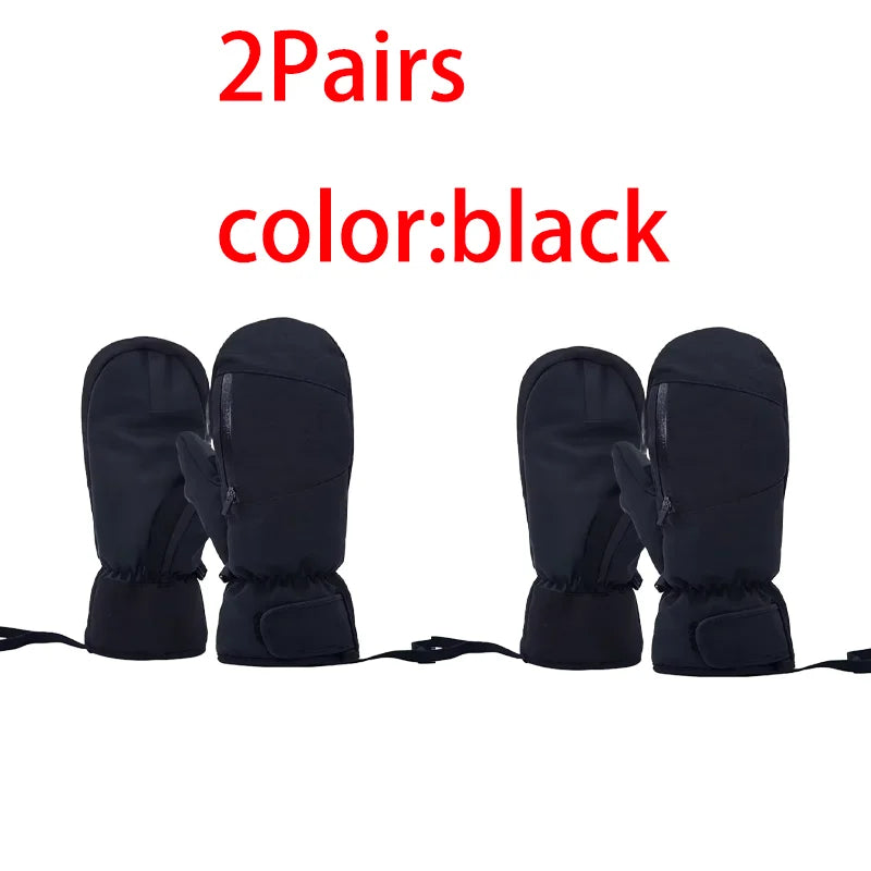 1/2/3 Pairs Ski Gloves Thermal Thick Gloves Windproof Anti-Cold Warm Touch Screen Snowboarding Winter Women Men Outdoor Mittens
