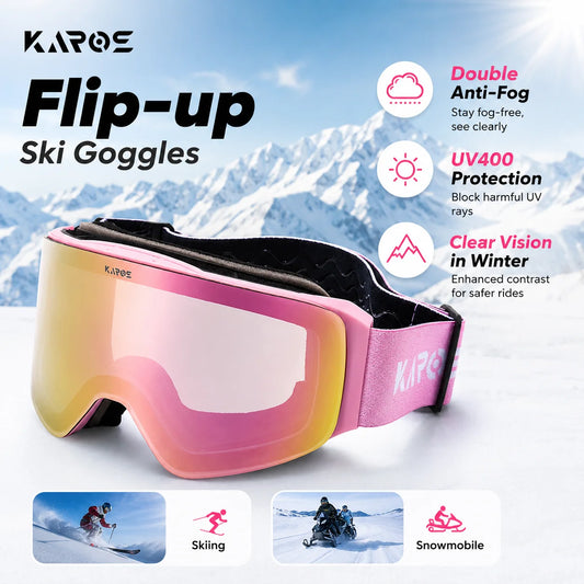 Karos Ski Goggles Flip-top Double Layer Anti-Fog UV400