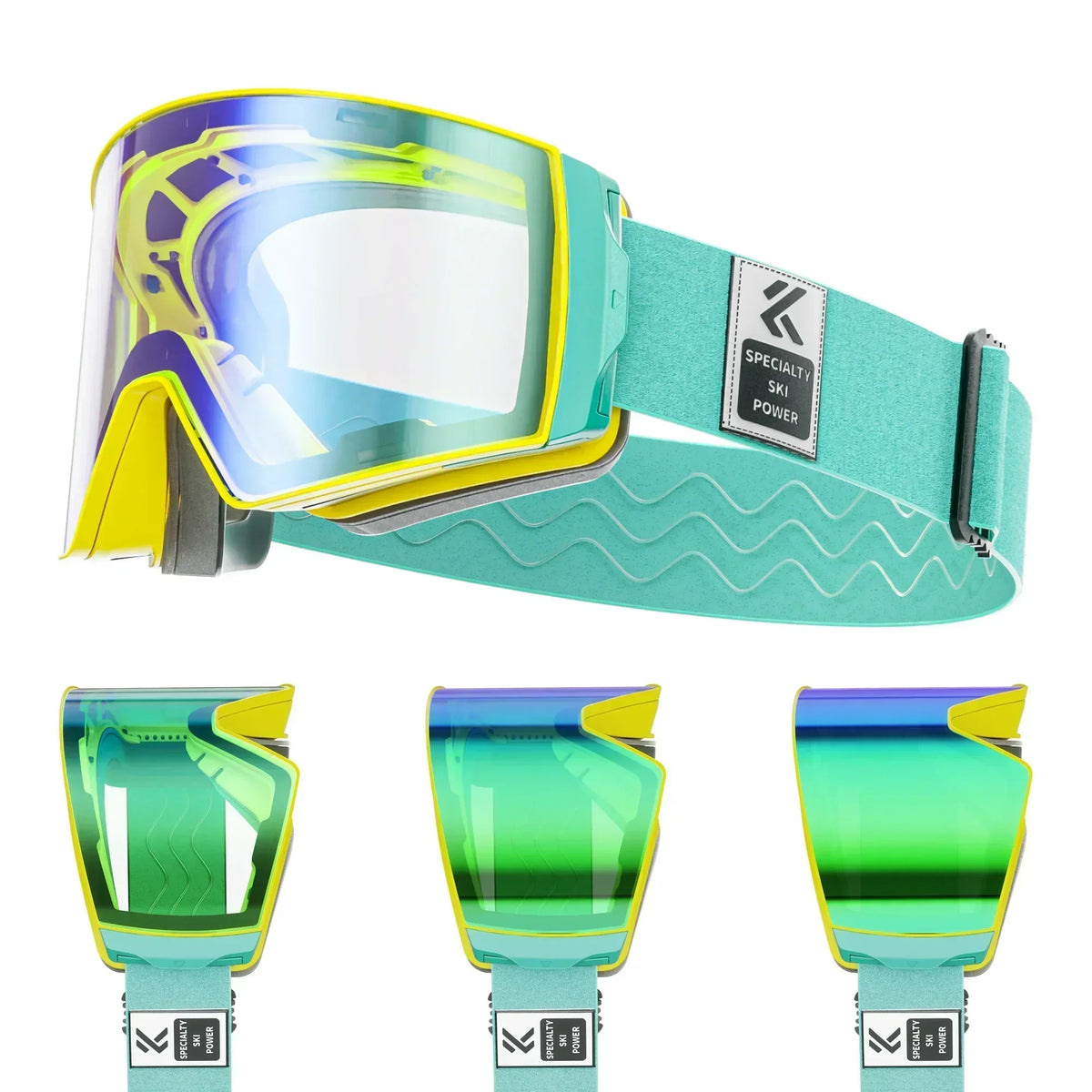 Unisex Snow Glasses UV400 Anti-fog Magnetic Snowboard Glasses