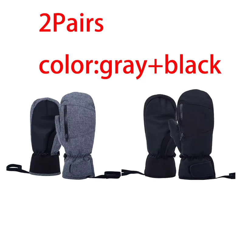 1/2/3 Pairs Ski Gloves Thermal Thick Gloves Windproof Anti-Cold Warm Touch Screen Snowboarding Winter Women Men Outdoor Mittens