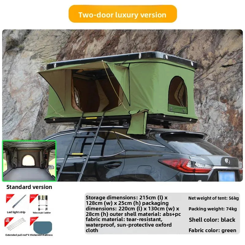 High Quality Low-Profile Hard Rooftop Tent, Quick Automatic Opening Resistant Fabric SUV Camping
