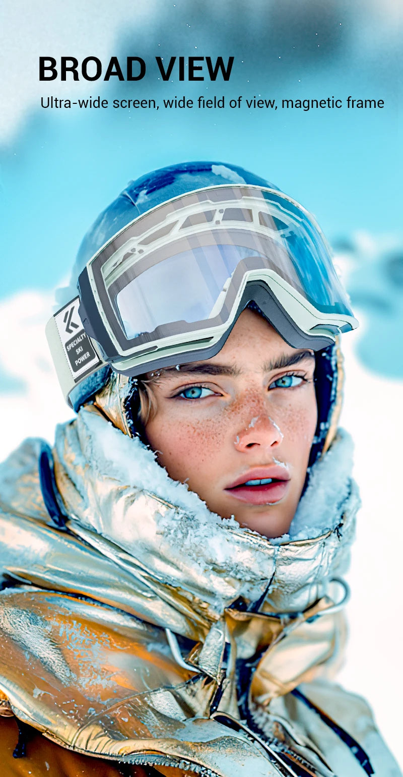Unisex Snow Glasses UV400 Anti-fog Magnetic Snowboard Glasses