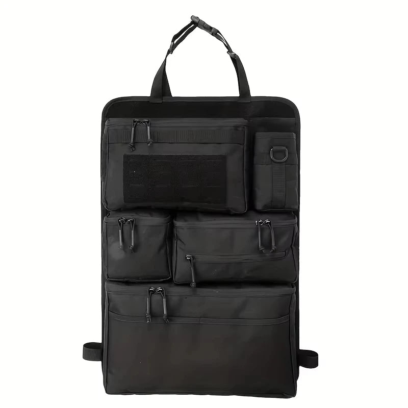 Tactical Car Seat Back Organizer Multi Zipper Pocket Water Resistant Oxford Hanging Storage Bag
