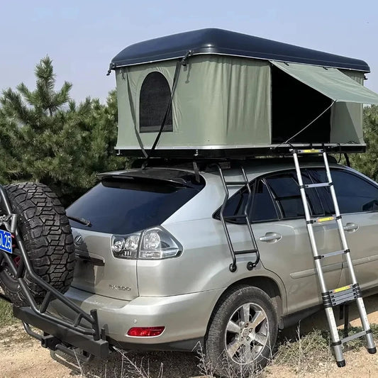 High Quality Low-Profile Hard Rooftop Tent, Quick Automatic Opening Resistant Fabric SUV Camping