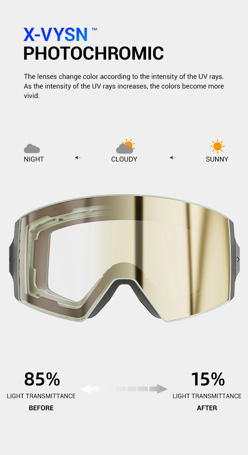 Unisex Snow Glasses UV400 Anti-fog Magnetic Snowboard Glasses
