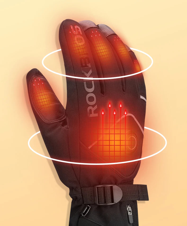 Heated Skiing Gloves Men Women Winter Screen Touch Waterproof Rechargeable 4000mAh Battery Heated Gloves