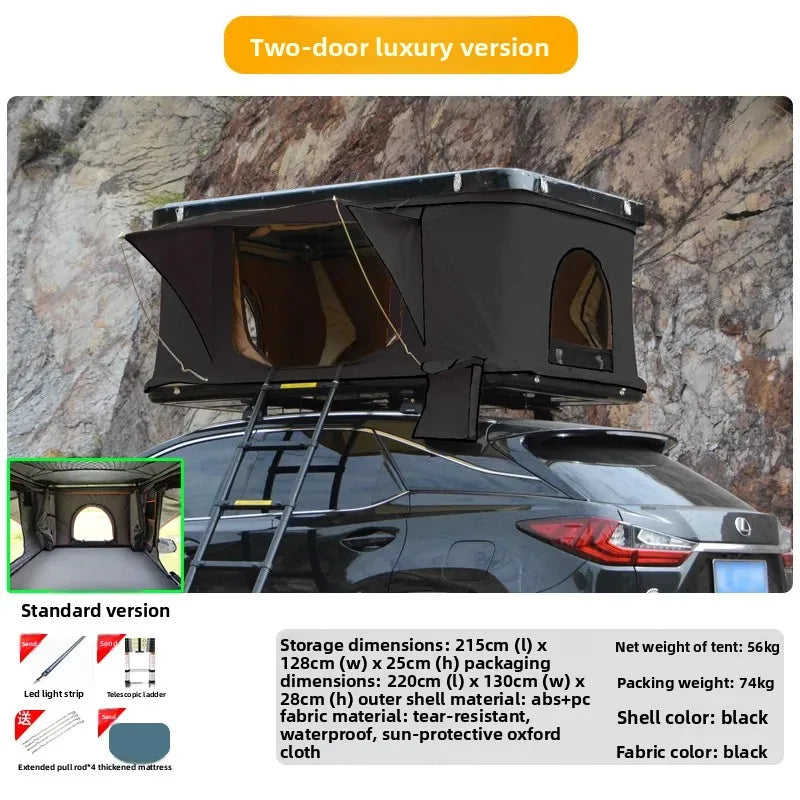High Quality Low-Profile Hard Rooftop Tent, Quick Automatic Opening Resistant Fabric SUV Camping