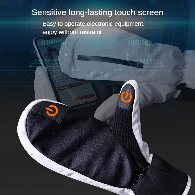 1/2/3 Pairs Ski Gloves Thermal Thick Gloves Windproof Anti-Cold Warm Touch Screen Snowboarding Winter Women Men Outdoor Mittens