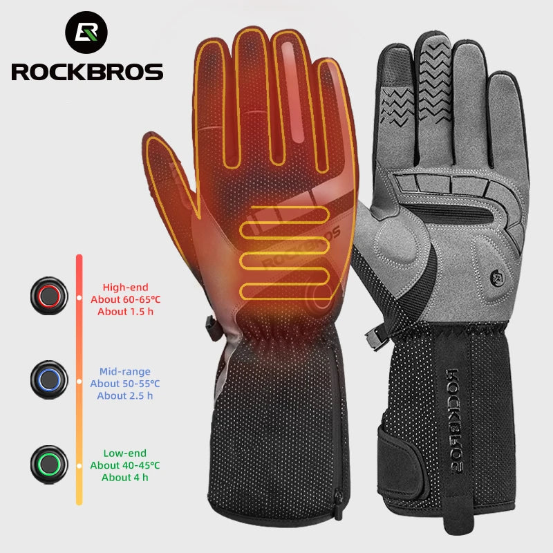 Heated Skiing Gloves Men Women Winter Screen Touch Waterproof Rechargeable 4000mAh Battery Heated Gloves