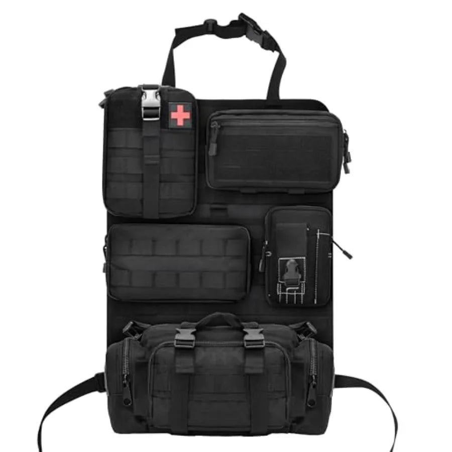 Backseat Organizer with 5 Detachable Molle Pouches, Molle Panel Organizer
