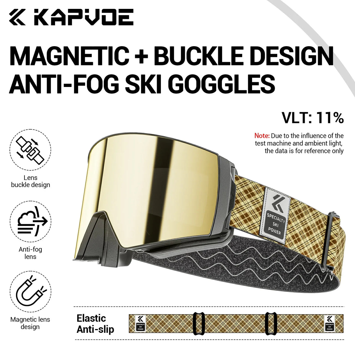 Unisex Snow Glasses UV400 Anti-fog Magnetic Snowboard Glasses