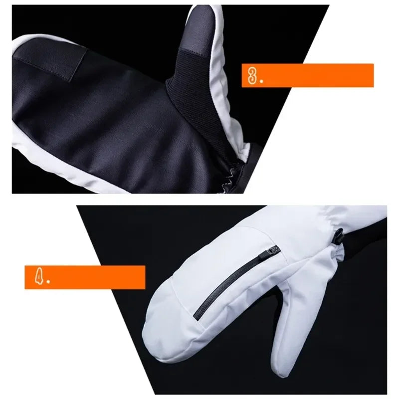 1/2/3 Pairs Ski Gloves Thermal Thick Gloves Windproof Anti-Cold Warm Touch Screen Snowboarding Winter Women Men Outdoor Mittens