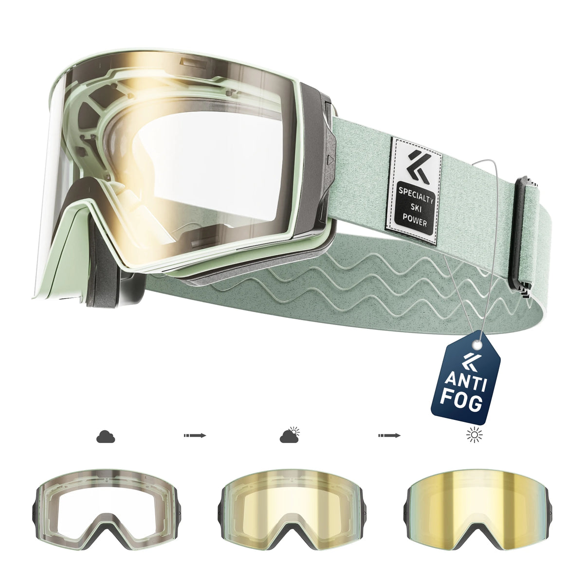 Unisex Snow Glasses UV400 Anti-fog Magnetic Snowboard Glasses