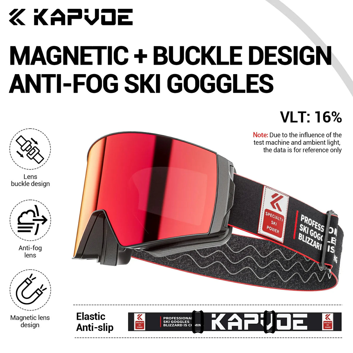 Unisex Snow Glasses UV400 Anti-fog Magnetic Snowboard Glasses