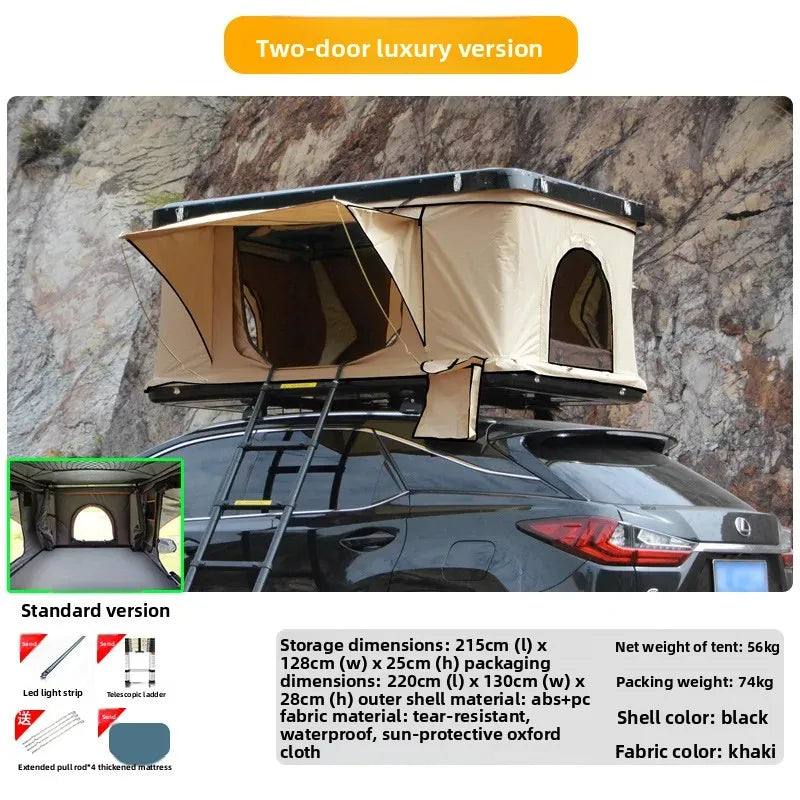 High Quality Low-Profile Hard Rooftop Tent, Quick Automatic Opening Resistant Fabric SUV Camping