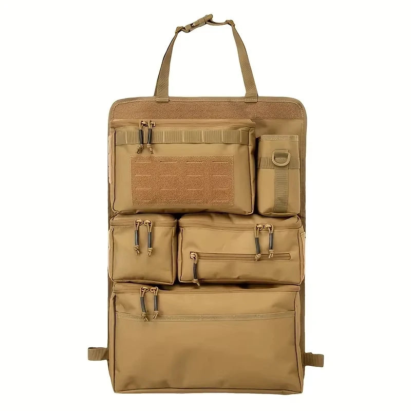Tactical Car Seat Back Organizer Multi Zipper Pocket Water Resistant Oxford Hanging Storage Bag