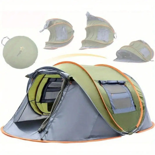 4-Person Pop Up Camping Tent – Instant Easy Setup, Waterproof & UPF50+ Sun Protection, 2 Doors Family Outdoor Shelter