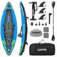 Inflatable 1/2-Person Fishing Kayak for Adults – Durable PVC Collapsible & Portable - with Padded Seats/Removable Fins/Hand Pump/Carry Bag & Repair Kit for Lake River Recreation Touring