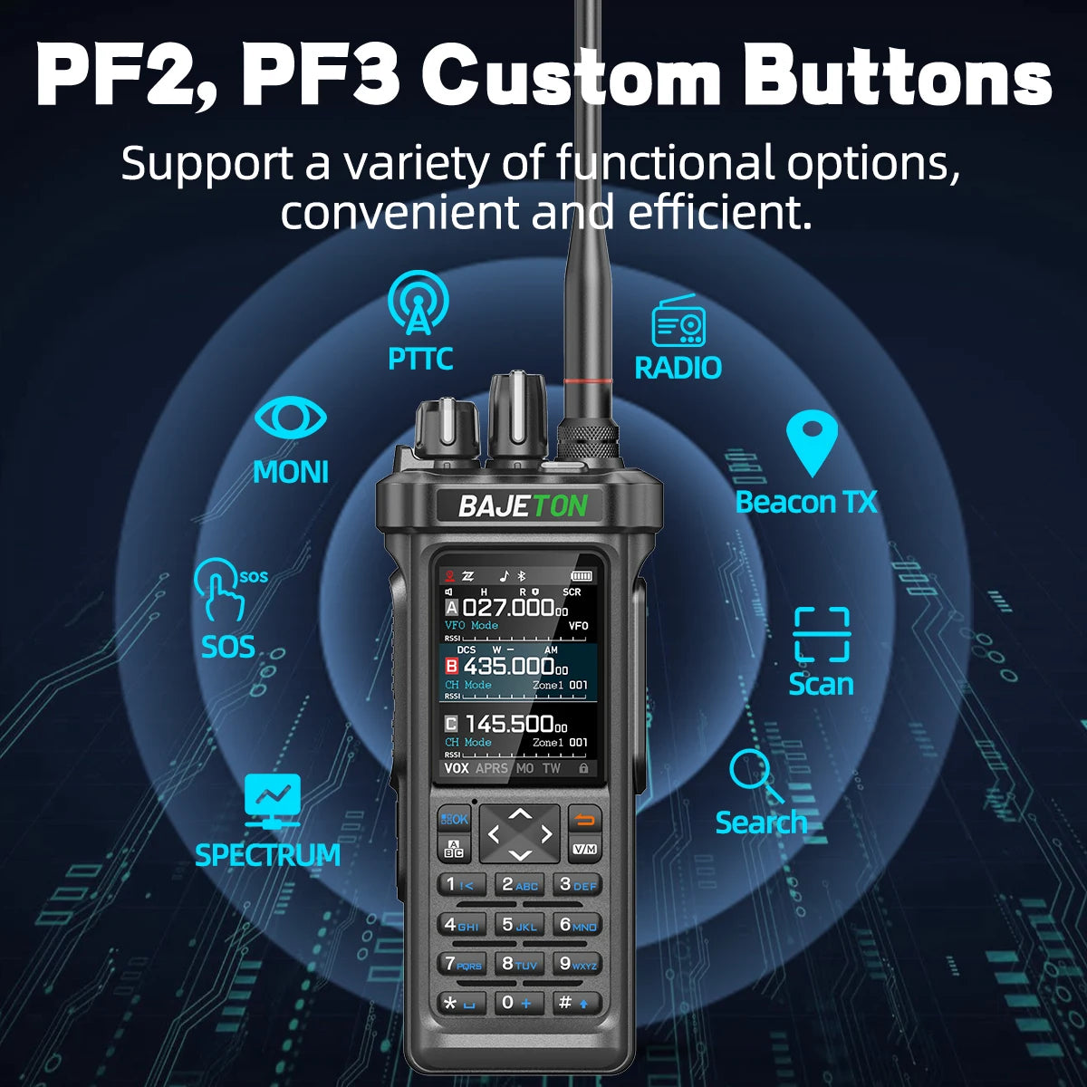 BAJETON BJ-9000 Walkie Talkie CB/SSB/HF 27Mhz Bluetooth Programmable GPS APRS 10W Long Rang For RT-950 RT-950 PRO Ham Radio